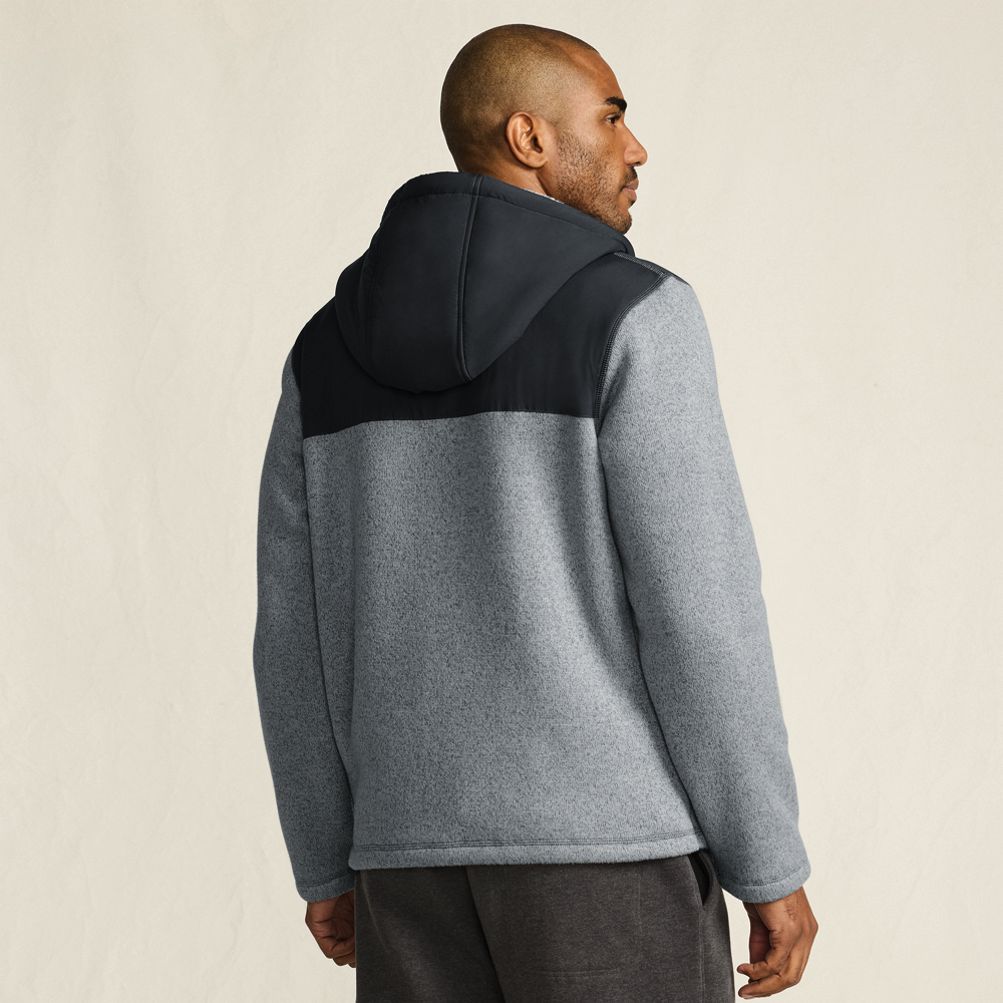 Men's Sweater Fleece Mixed Media Full Zip Jacket | Lands' End
