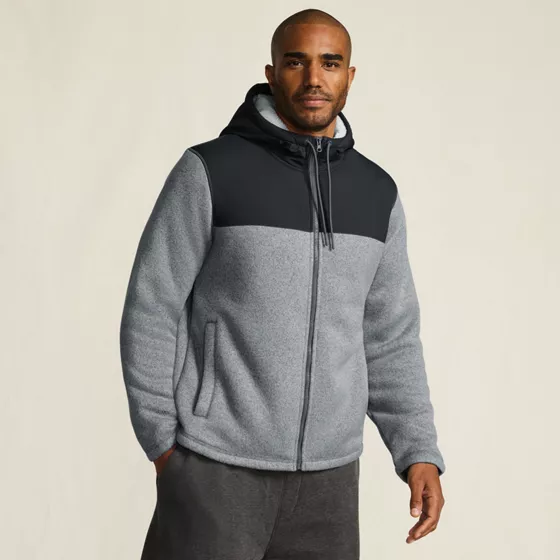 Men's Sweater Fleece Mixed Media Full Zip Jacket - primary