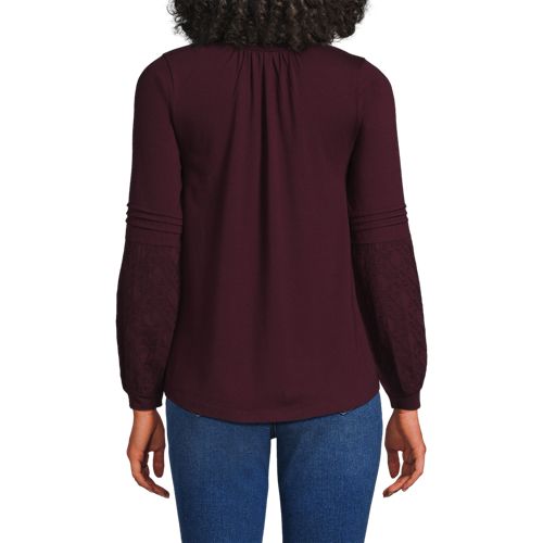  Lands' End Biesenshirt Aus Baumwoll/modalmix, Damen, Größe:40-42 Regular, Rot, Baumwoll-mischung/viskose-mischung, By Lands' End 