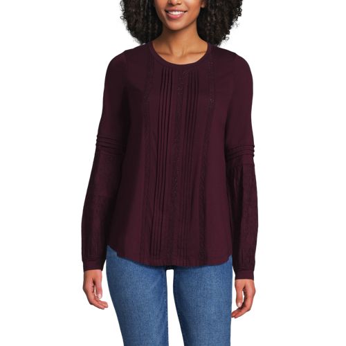  Lands' End Biesenshirt Aus Baumwoll/modalmix, Damen, Größe:40-42 Regular, Rot, Baumwoll-mischung/viskose-mischung, By Lands' End 
