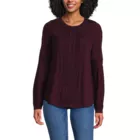 Women's Lightweight Jersey Lace Mix Long Sleeve Pintuck Top