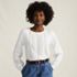 Women's Lightweight Jersey Lace Mix Long Sleeve Pintuck Top, alternative image