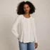 Women's Lightweight Jersey Lace Mix Long Sleeve Pintuck Top, Front