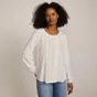 Women's Lightweight Jersey Lace Mix Long Sleeve Pintuck Top