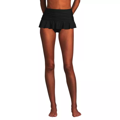Women's Ruffle Midwaist Skirted Bikini Bottoms, Front