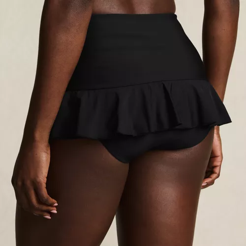 Women's Ruffle Midwaist Skirted Bikini Bottoms, Back
