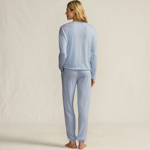  Lands' End Silky Knit Lounge-set, Damen, Größe:32-34 Petite, Blau, Polyester/viskose/polyester-mischung, By Lands' End 