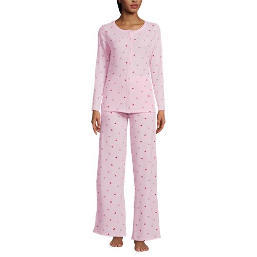  Lands' End Gemustertes Pyjama-set, Damen, Größe:36-38 Regular, Pink, Polyester/viskose/polyester-mischung, By Lands' End 