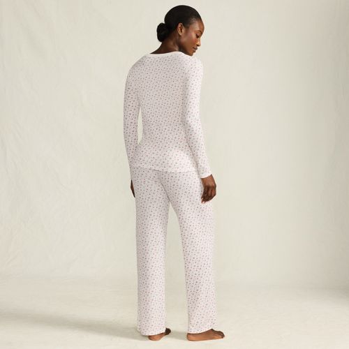  Lands' End Gemustertes Pyjama-set, Damen, Größe:36-38 Regular, Pink, Polyester/viskose/polyester-mischung, By Lands' End 