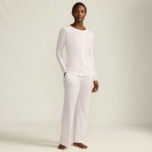  Lands' End Gemustertes Pyjama-set, Damen, Größe:36-38 Regular, Pink, Polyester/viskose/polyester-mischung, By Lands' End 