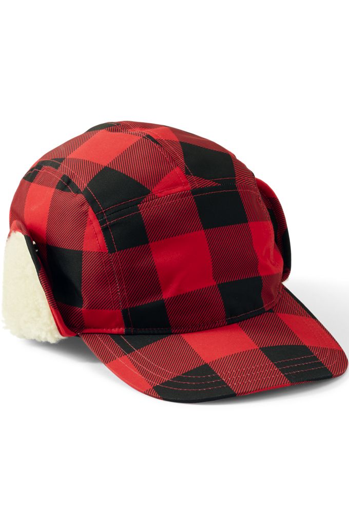 Lands' End Men's Squall Sherpa Lined Waterproof Print Winter Hat In Red