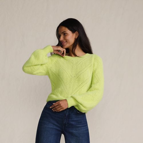  Lands' End Ajourpullover Aus Wimperngarn, Damen, Größe:32-34 Regular, Grün, Baumwoll-mischung/nylon-mischung, By Lands' End 