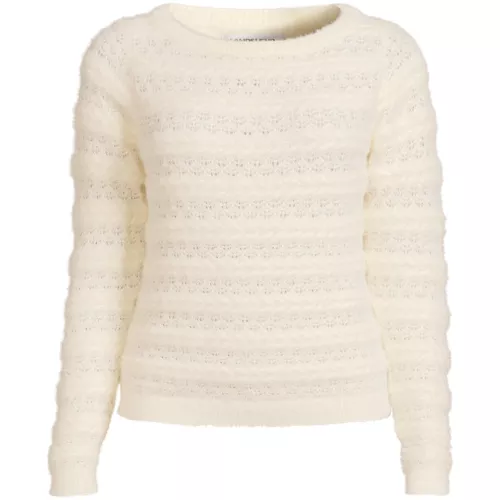 Women's Fuzzy Eyelash Cable Boatneck Sweater, Front