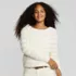 Women's Fuzzy Eyelash Cable Boatneck Sweater, alternative image
