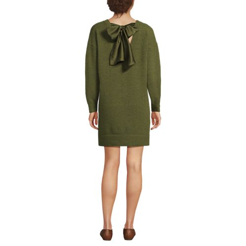 Women's Fuzzy Bow Back Mini Sweater Dress, Back
