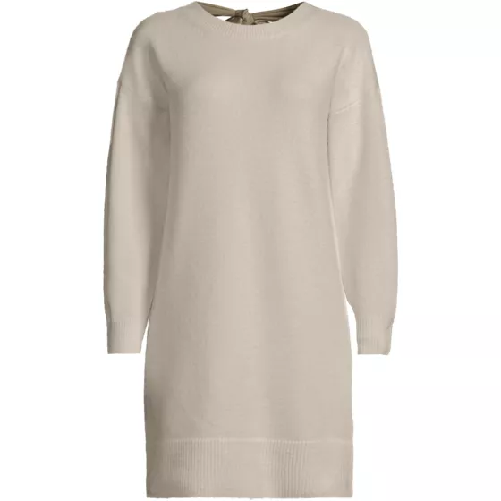Women's Plus Size Fuzzy Bow Back Mini Sweater Dress - primary