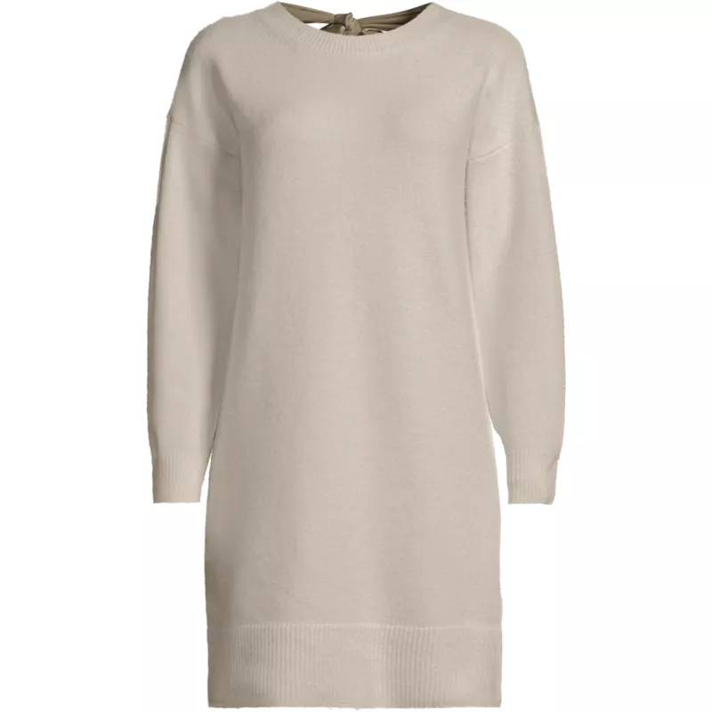 Women's Plus Size Fuzzy Bow Back Mini Sweater Dress, Front