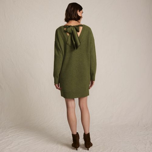 Women's Fuzzy Bow Back Mini Sweater Dress, Back