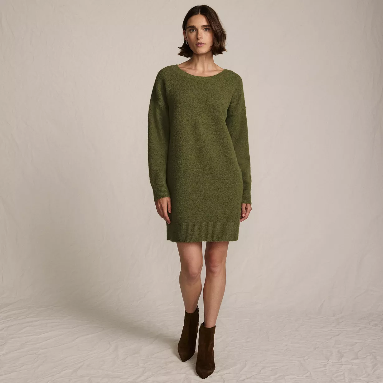 Women's Fuzzy Bow Back Mini Sweater Dress