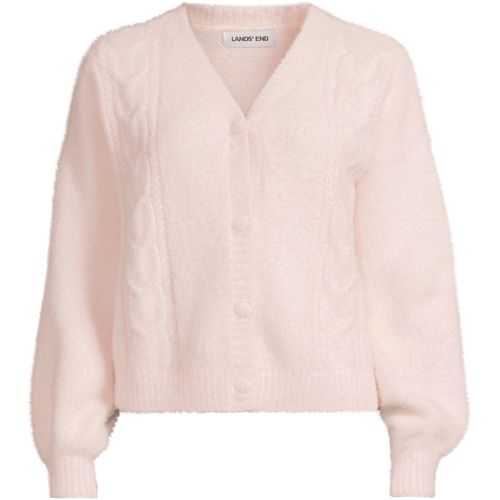 Women's Fuzzy Eyelash Cable Cardigan Sweater, Front