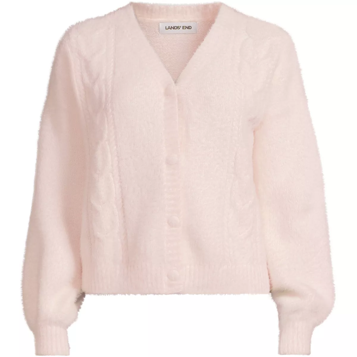 Women's Fuzzy Eyelash Cable Cardigan Sweater