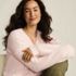 Women's Fuzzy Eyelash Cable Cardigan Sweater, alternative image