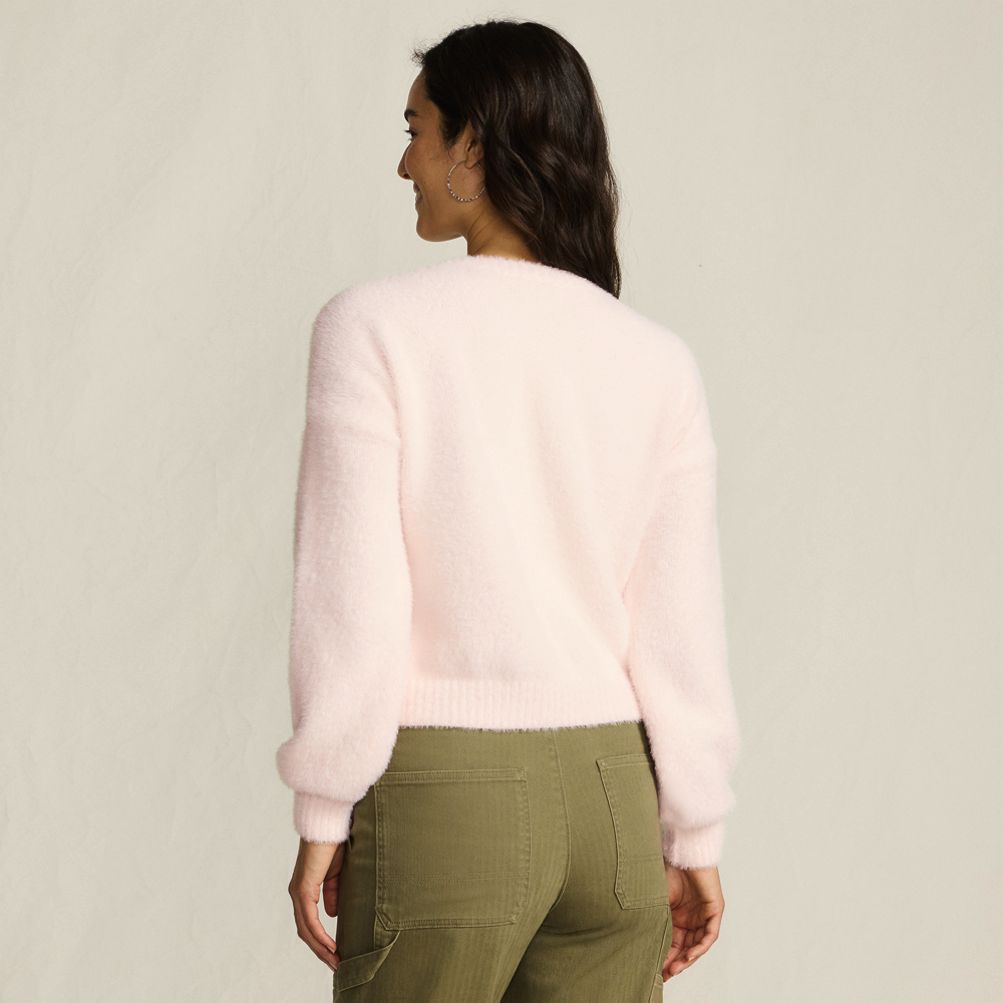 Women's Fuzzy Eyelash Cable Cardigan Sweater | Lands' End