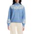 Women's Fuzzy Turtleneck Lantern Sleeve Jacquard Sweater, Front