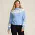 Women's Fuzzy Turtleneck Lantern Sleeve Jacquard Sweater, Front