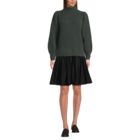 Women's Fuzzy Lantern Sleeve Mock Neck Mini Twofer Dress