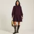 Women's Fuzzy Lantern Sleeve Mock Neck Mini Twofer Dress, alternative image