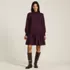 Women's Fuzzy Lantern Sleeve Mock Neck Mini Twofer Dress, Front