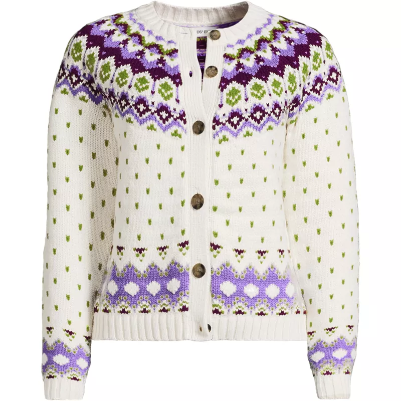 Women's Lofty Birdseye Fair Isle Cardigan Sweater, Front