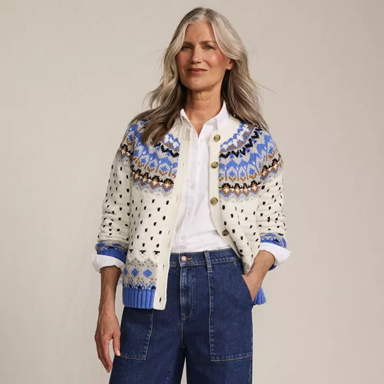Women's Lofty Birdseye Fair Isle Cardigan Sweater - primary