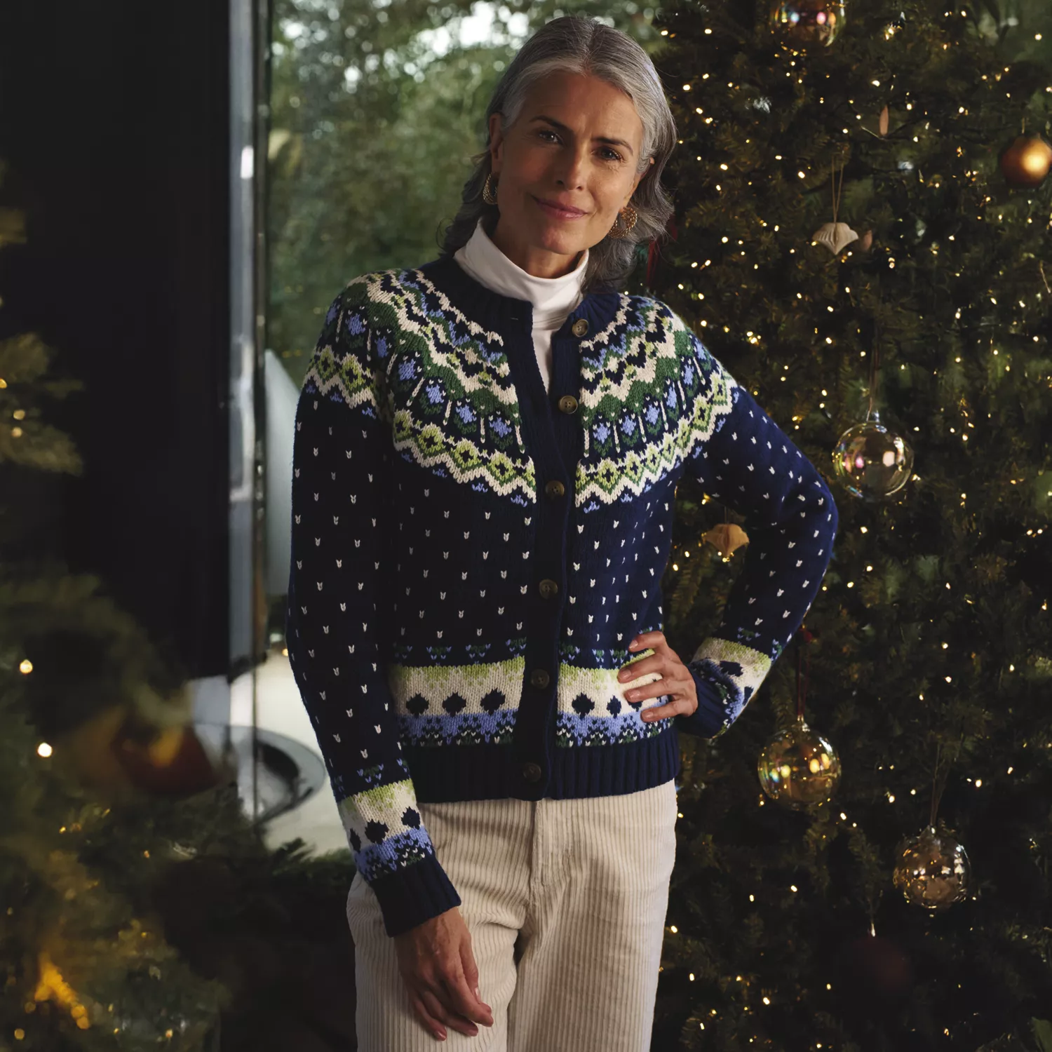 Women's Lofty Birdseye Fair Isle Cardigan Sweater