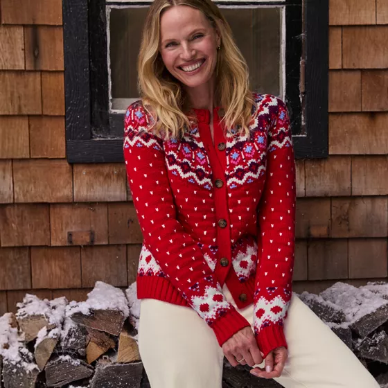 Women's Lofty Birdseye Fair Isle Cardigan Sweater - primary