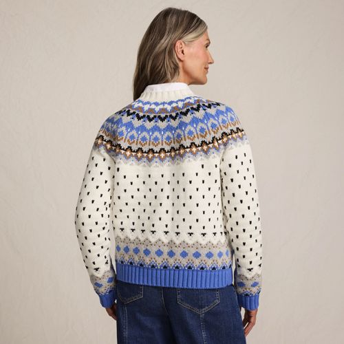  Lands' End Fair Isle Cardigan Aus Baumwollmix, Damen, Größe:32-34 Regular, Blau, Polyacryl/schurwolle/baumwoll-mischung, By Lands' End 