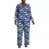 Women's Plus Size Flannel 2 Piece Pajama Set - Long Sleeve Shirt and Pants, Front