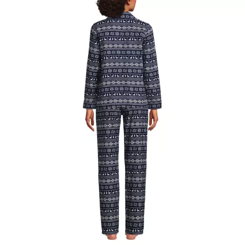 Women's Flannel 2 Piece Pajama Set - Long Sleeve Shirt and Pants, Back
