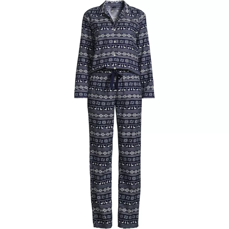 Women's Flannel 2 Piece Pajama Set - Long Sleeve Shirt and Pants
