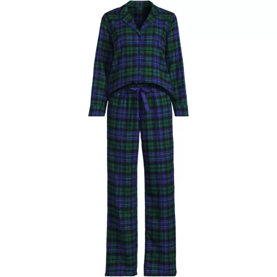 Women's Flannel 2 Piece Pajama Set - Long Sleeve Shirt and Pants - primary