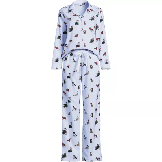 Women's Plus Size Flannel 2 Piece Pajama Set - Long Sleeve Shirt and Pants - primary