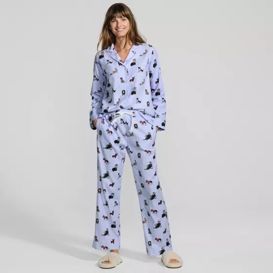 Women's Flannel 2 Piece Pajama Set - Long Sleeve Shirt and Pants - primary
