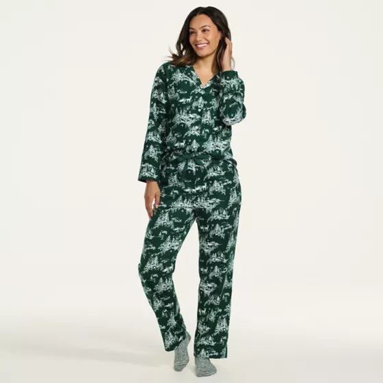 Women's Flannel 2 Piece Pajama Set - Long Sleeve Shirt and Pants - primary