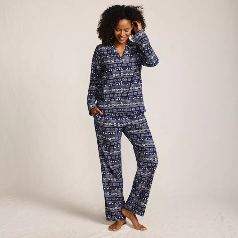 Women's Flannel 2 Piece Pajama Set - Long Sleeve Shirt and Pants