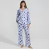Women's Flannel 2 Piece Pajama Set - Long Sleeve Shirt and Pants, Front