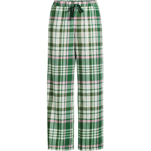 Pure Cotton Flannel Wide Leg Pyjama Bottoms, Women, size: 2XL, plus, Green, Cotton, by Lands' End