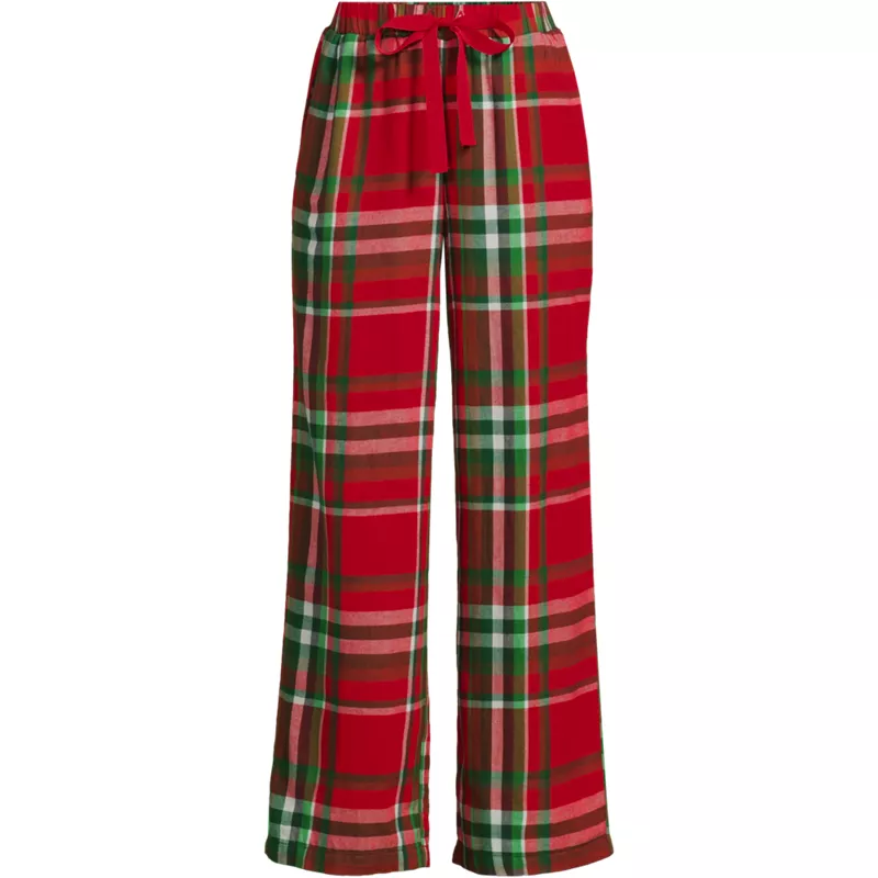 Women's Flannel Wide Leg Sleep Pants, Front