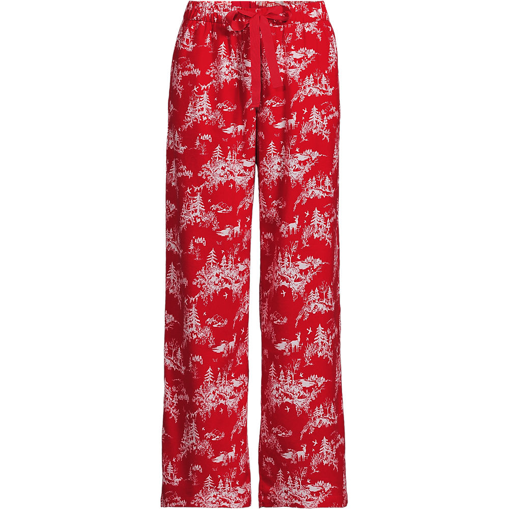 Pure Cotton Flannel Wide Leg Pyjama Bottoms, Women, size: 1XL, plus, Red, Cotton, by Lands' End