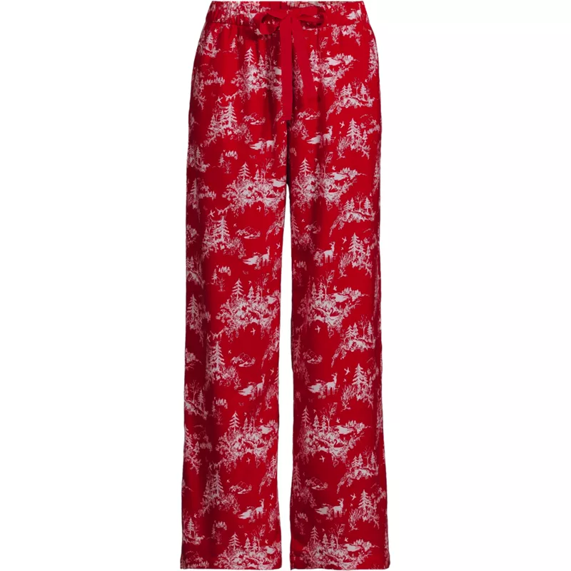 Women's Flannel Wide Leg Sleep Pants, Front